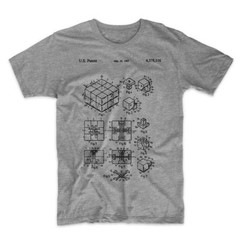 Rubik’s Cube Patent T-Shirt.100% Cotton Tee Comfy on Black White or Gray. NEW