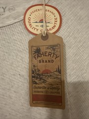 Faherty Men’s Long Sleeve Cloud Waffle Crew, Ivory Heather, XXL