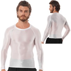 Mens Shiny Oil Long Sleeve T-Shirt Sports Tops Yoga Compression Workout Shirts