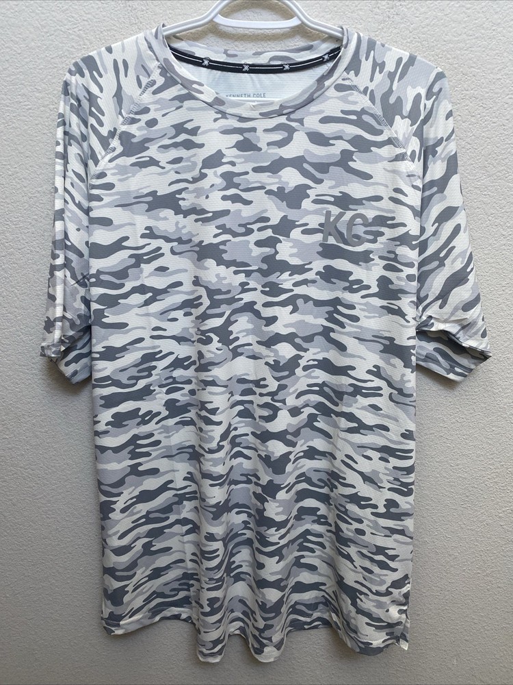 NEW Kenneth Cole Active T Shirt 2XL Beige Camo Crew Neck Tech SS Tee NWT $49