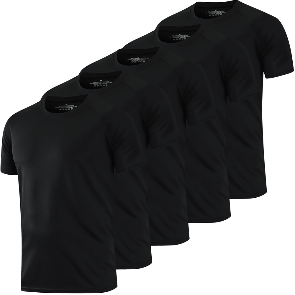5 Pack Running Shirts Men Sport Tops Dry Fit Gym Wicking Athletic T Shirts Br…