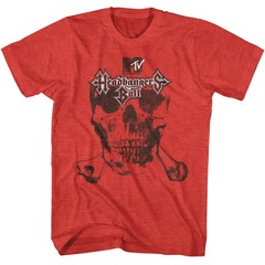 MTV – Headbangers Ball Logo Skull And Bones – Heather Red Adult T-Shirt