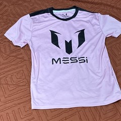 Messi Collection Pink/Black Graphic Print Logo Crew Neck T-Shirt Size L #10