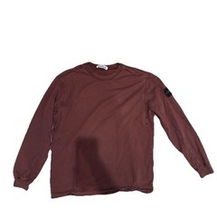 Stone Island Men’s Long Sleeve Shirt Size L Maroon Heavy Cotton