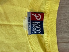 Vintage 90s Paco Sport Long Sleeve T-Shirt Yellow Strength/Endurance Graphic