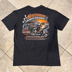 Harley Davidson Speedway Shirt Mens L Graphic Tee Concord NC Racing Short Sleeve