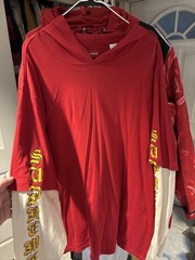 Supreme Layered Hooded LS Shirt Jersey Hoodie Red exclusive XXL
