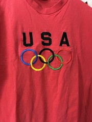 Vintage 90s USA Olympic Rings Graphic T Shirt Mens L Faded Sports Tee