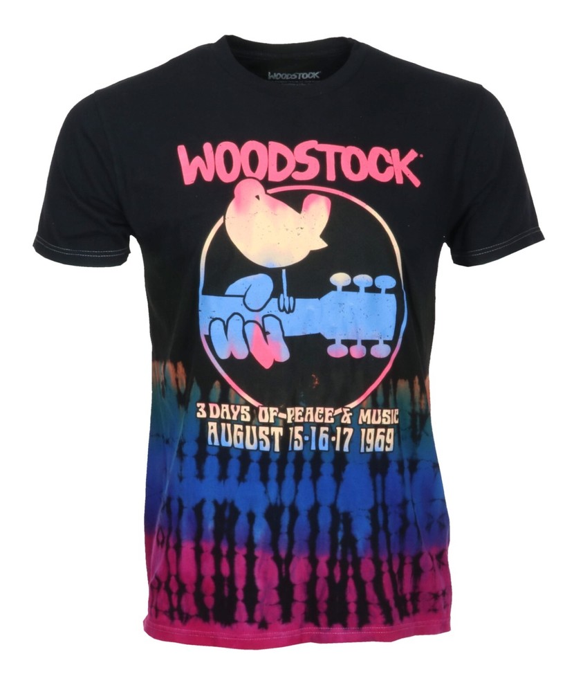 Woodstock tie dye t-shirt peace and music shirt tie dyed guitar shirt M