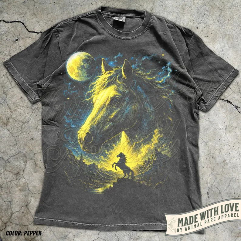 Horse Moonlight Western Cowboy Comfort Tee