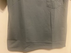 Men’s Gray Stretch Deep Scoop Neck T-Shirt Flap Pocket Boxy FIt Size Small NWOT
