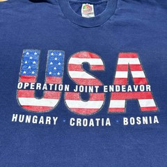 Vintage 1995 Operation Joint Endeavor USA Military Army Graphic T-Shirt – XL