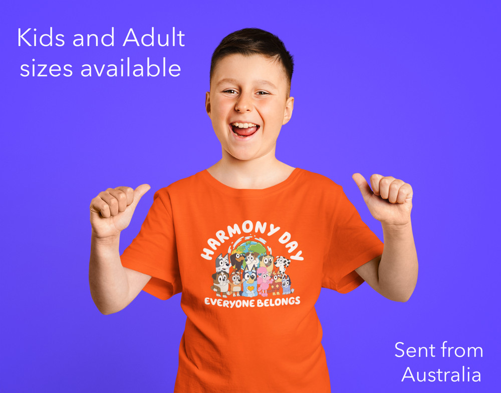 Harmony Day T Shirt 2025 – Everyone Belongs – Orange Shirt Kids/Adults sizes