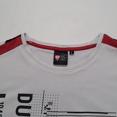 Official Ducati Men White Graphic T-Shirt, Size L, 95% Cotton Elastic Blend