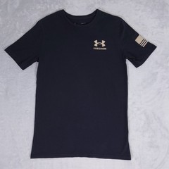 Under Armour Freedom USA Flag T-Shirt Mens S Camo Logo Short Sleeve Shirt Black