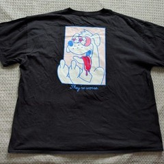 A-Lab Shirt Mens 3XL Black Cartoon Dog Graphic Tee Front Back Print Humor Slogan