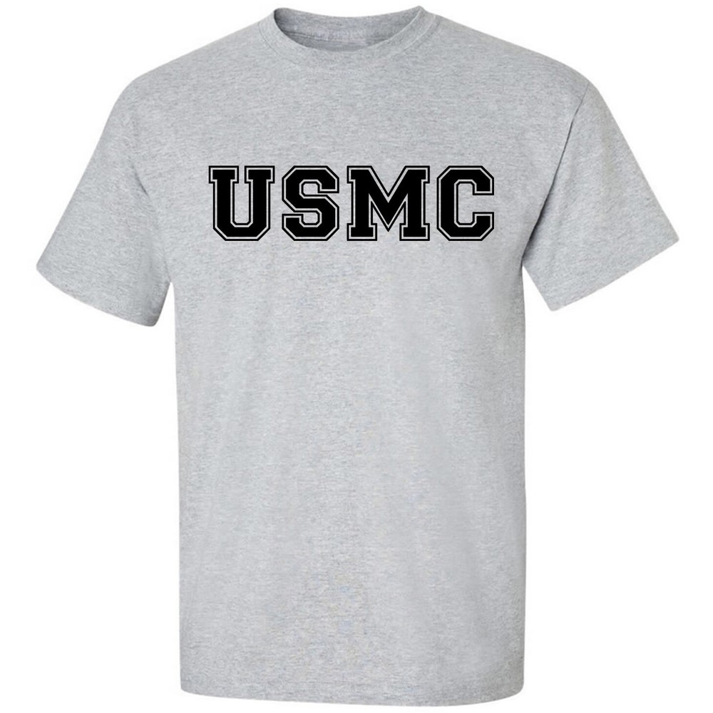 “USMC ” Athletic Marines Short Sleeve T-Shirt in gray – Adult Small to 6X-Large
