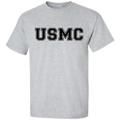 “USMC ” Athletic Marines Short Sleeve T-Shirt in gray – Adult Small to 6X-Large