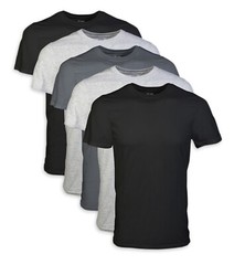 Gildan Men’s Cotton Crew T-shirts 5 Pack- Assorted Black, Size S