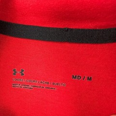 Under Armour Men Hoodie Tee T-Shirt Medium Red Graphic Print Stretch Long Sleeve