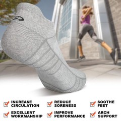 Athletic Ankle Socks, Low Cut Cushioned Anti-Blister Running Tab Sports Socks…