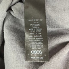 ASOS DESIGN oversized long sleeve t-shirt in gray with back print Mens Large