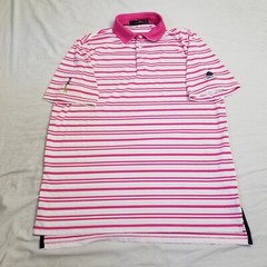 RLX Ralph Lauren Polo Shirt Mens Large Pink Striped Performance Stretch Golf