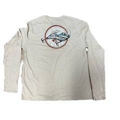 NWT Costa Del Mar Ready For Action T-Shirt Mens XXL Khaki Fish Tee Long Sleeve