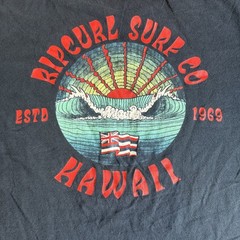 Rip Curl Hawaii Surf Graphic Print Blue Short Sleeve Crew Neck Men’s T-Shirt