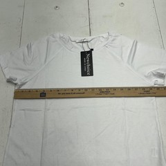Newchoice Shirt Mens Medium White Raglan Curved Hem Short Sleeve Stretch Tee