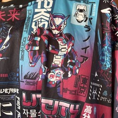 Fresh Prints All Over Print Styled Tokyo Art Mens Shirt Size 3XL 100% Polyester