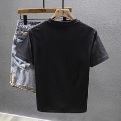 Men’s Summer Casual Short Sleeve T-Shirt Dragon Embroidery Slim Fit O-Neck Top