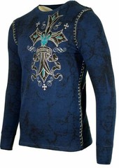 Xtreme Couture by AFFLICTION Men’s THERMAL T-Shirt BRONZE ARMS CROSS Biker