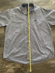 VINTAGE CHAPS XL EASY CARE COLLARED BUTTON UP SHORT SLEEVE SHIRT PLAID BLUE