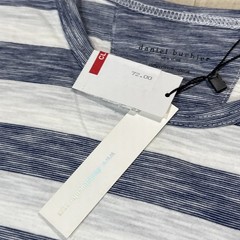 Daniel Buchler Shirt Mens M Blue White Striped Stretch Crew Neck Jersey Tee NWT