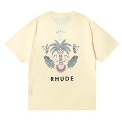 RHUDE Men Coconut Tree High Quality Leisure Cotton Short Sleeve T-Shirt M-2XL