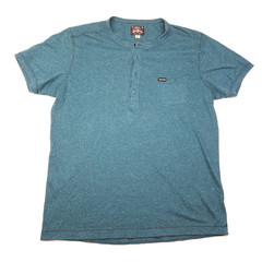 Diesel Industry Short Sleeve Knit Henley Shirt Green Blue Speckled Men’s Large