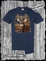American Deer T-Shirt USA Flag Whitetail Buck Hunting Outdoors