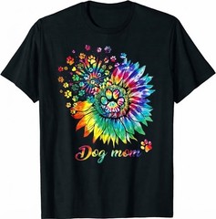 Dog Mom Spiral Dog Paws Prints Tie Dye, Hippie Dog Lover T-Shirt