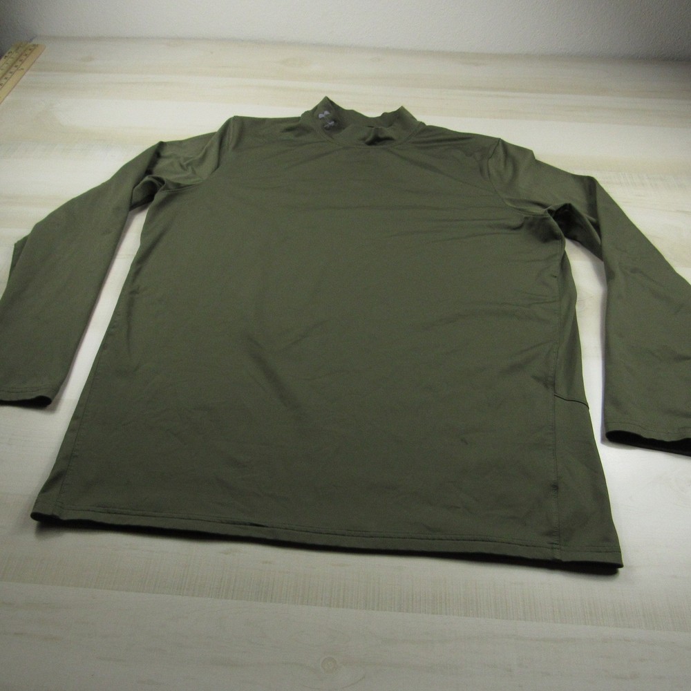 Under Armour Shirt Mens 2XL XXL Green Mock Cold Gear Fleece Long Sleeve