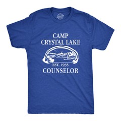 Mens Camp Crystal Lake T shirt Funny Graphic Camping Vintage Adult Novelty Tees