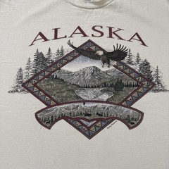 Vintage Alaska Shirt Mens XL White Eagle Mountain Wildlife Delta Graphic Tee