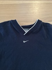 Vintage Nike Center Swoosh T-Shirt Size Large Navy Blue Embroidered Logo