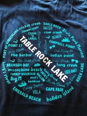 Table Rock Lake Upcycled T-Shirt, Marinas Landmarks Graphics Navy Men’s Large