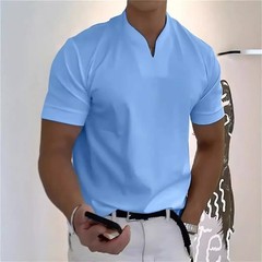 Mens V Neck T Shirt Muscle Fit Short Sleeve Gym Summer Athletic Tee M-5XL