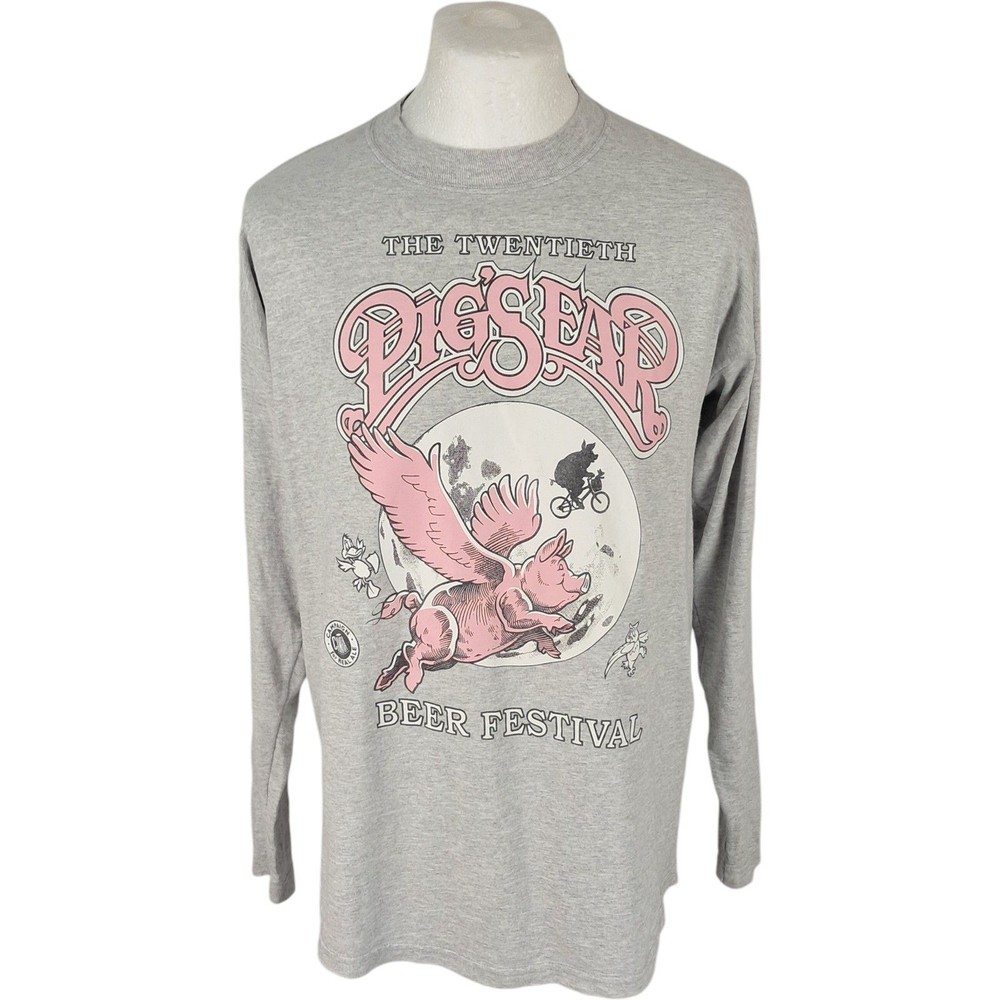 Screen Stars T Shirt Large Men’s Grey Vintage Pigs Ear Beer Festival 90s Graphic