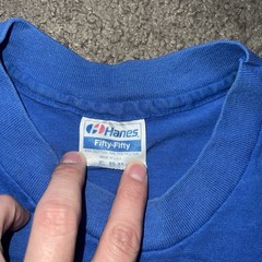 Vtg Hanes Blank Shirt XL Blue Heavyweight 50/50 Made USA Tee T-Shirt