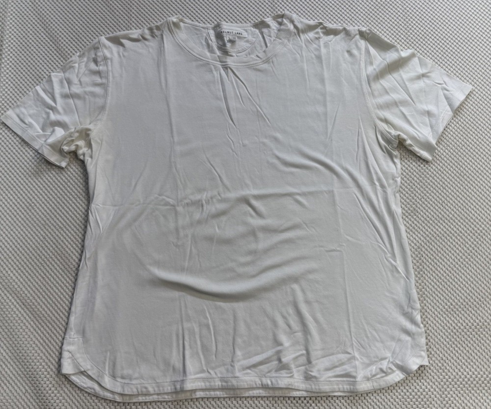 Helmut Lang White T-shirt Men Size 5 Short Sleeve Pocket Cotton Round Neck