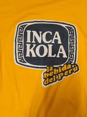 Inca Kola Shirt Mens Large Yellow Graphic Peruvian Soda La Bebida del Peru