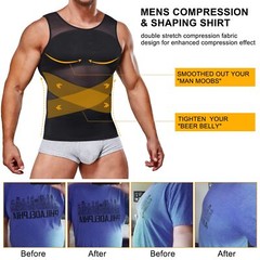Men Chest Compression Shirt Body Shaper Posture Correct Vest Tummy Control Tops